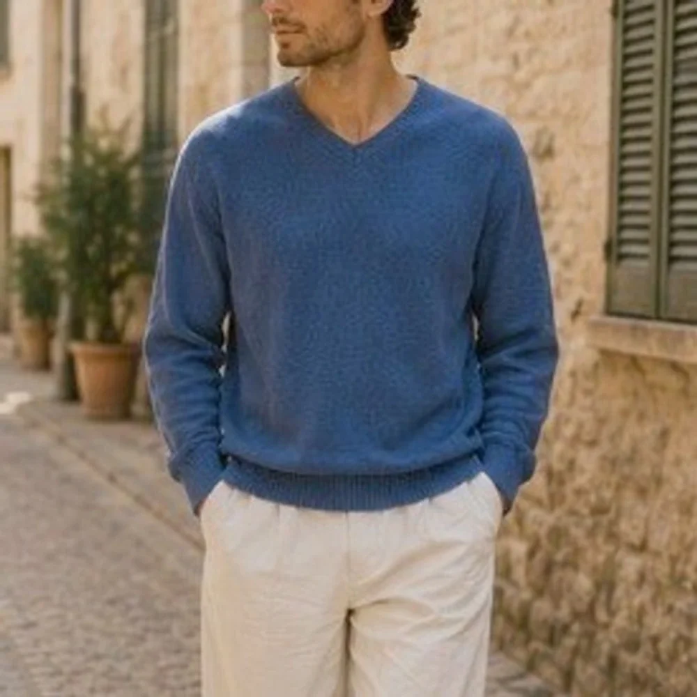 Vintage St Johns Bay 100% Cotton Knit Blue Sweater‎ Large Mens Heritage Preppy